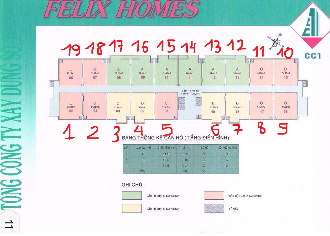 mặt bằng căn hộ felix home