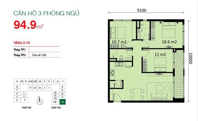 Chuyển nhượng căn hộc Botanica Tân Bình 3PN
