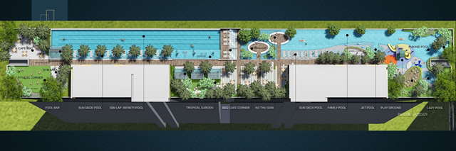 Tiện ích 5 sao bao gồm hồ bơi và khu BBQ trên sân thượng dự án River Panorama