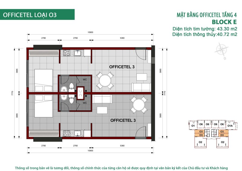 Officetel dt 40m2 Căn hộ Cộng Hòa Garden