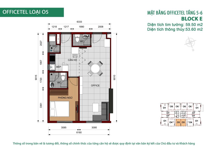 Officetel dt 53m2 Căn hộ Cộng Hòa Garden