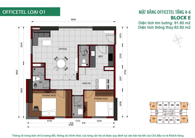 Officetel dt 82m2 Căn hộ Cộng Hòa Garden