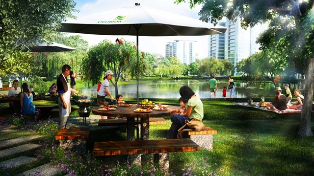 Hồ sinh thái rộng hơn 1ha bên trong dự án căn hộ tầng trệt Celadon City