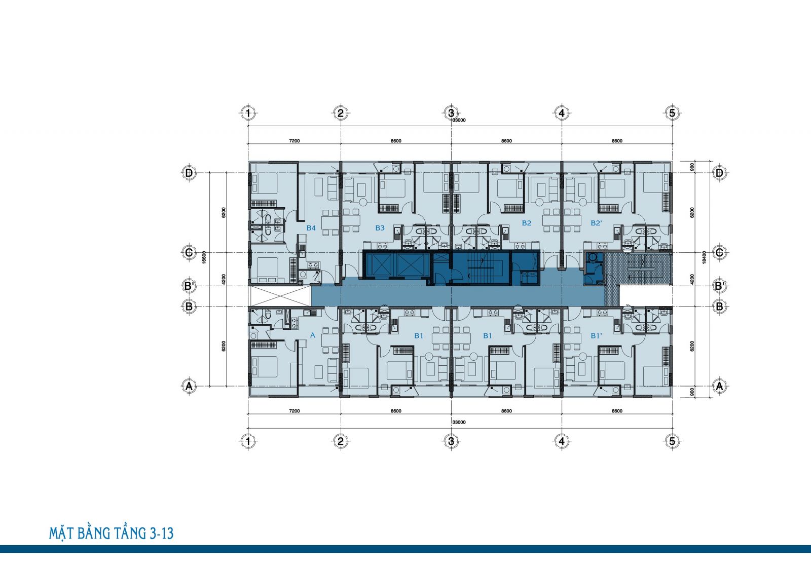 Mặt bằng tầng 3-13 Căn hộ Carillon 3