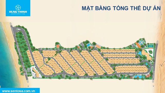 Mặt bằng tổng thể dự án Sentosa Villa Hưng Thịnh Mũi Né Phan Thiết