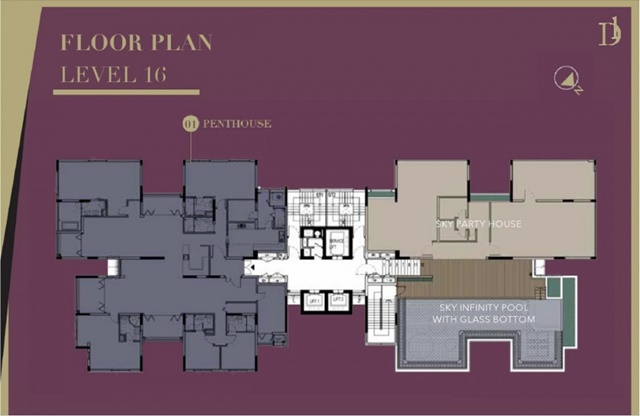 thiết kế mặt bằng căn hộ D1 Mension Q1 chỉ có 4 căn / sàn