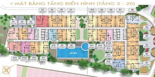 Mặt bằng tầng điển hình 5 - 20 