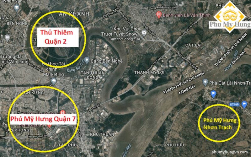 Vị trí dự án Nhơn Trạch Phú Mỹ Hưng nhìn từ Google Maps