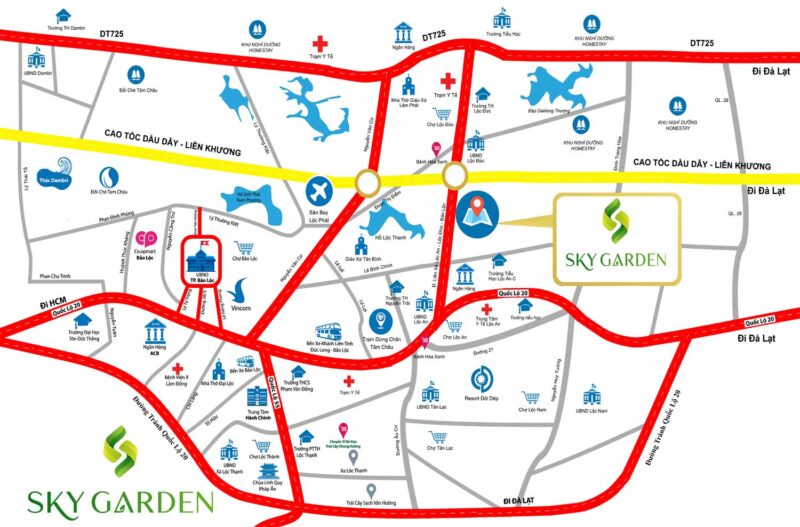 bản đồ vị trí Sky Garden 5 Bảo lộc