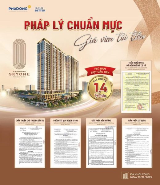 Pháp lý chuẩn mực dự án phú đông sky one