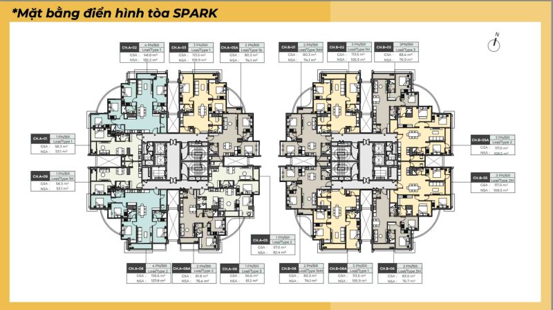 Mặt bằng điển hình tòa SPARK