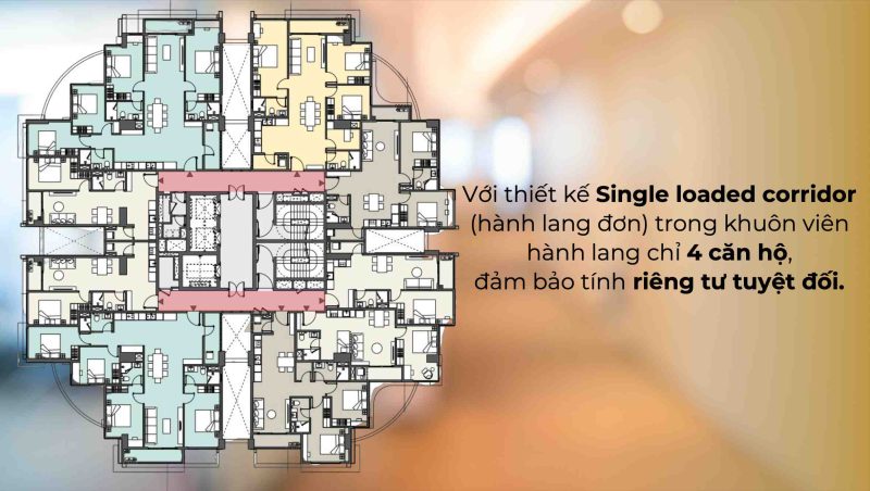 Với thiết kế Single loaded corridor